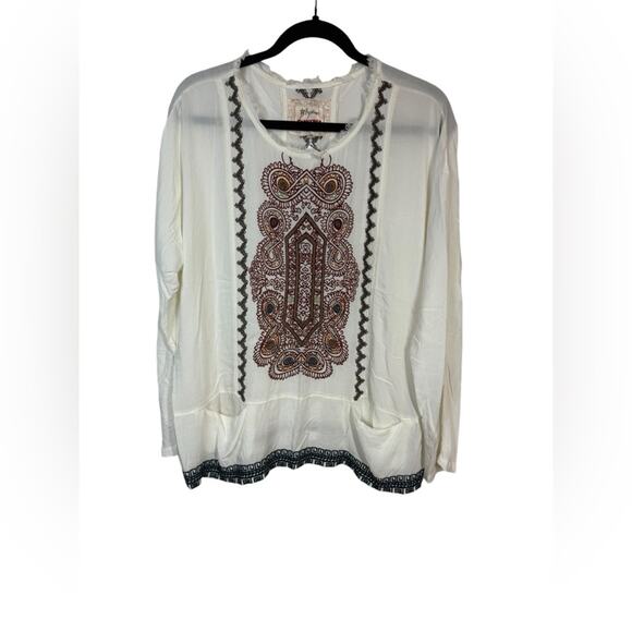 Biya Johnny Was Embroidered Long Sleeve Shirt Size Small